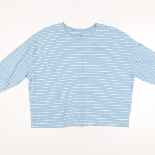 Craghoppers Women Blue Striped Long Sleeve Cotton T-Shirt UK 12