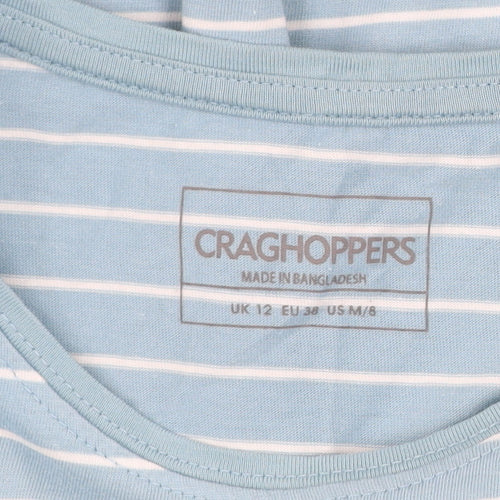 Craghoppers Women Blue Striped Long Sleeve Cotton T-Shirt UK 12