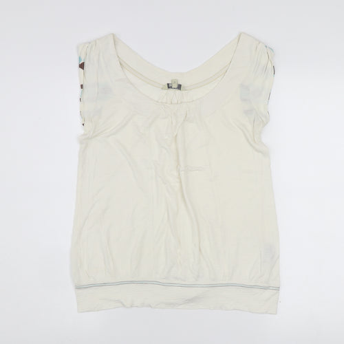 Fat Face Women’s Ivory Sleeveless Scoop Neck Blouse Size 12