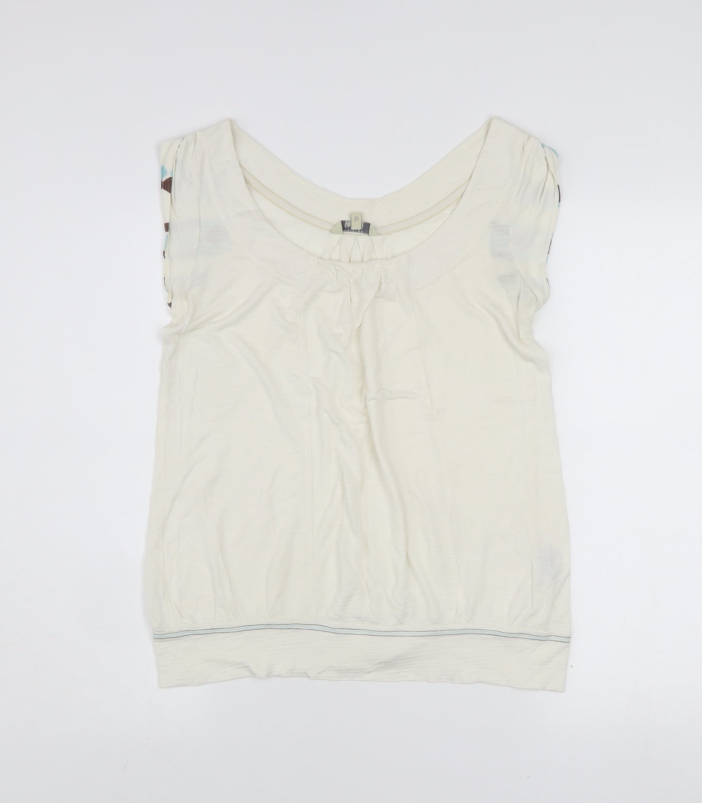 Fat Face Women’s Ivory Sleeveless Scoop Neck Blouse Size 12