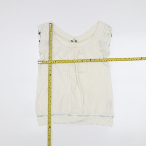 Fat Face Women’s Ivory Sleeveless Scoop Neck Blouse Size 12