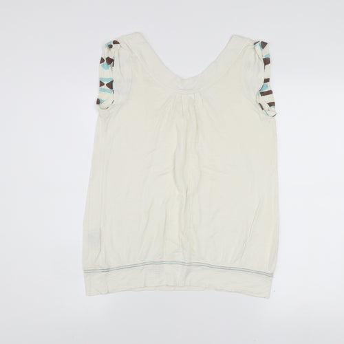 Fat Face Women’s Ivory Sleeveless Scoop Neck Blouse Size 12