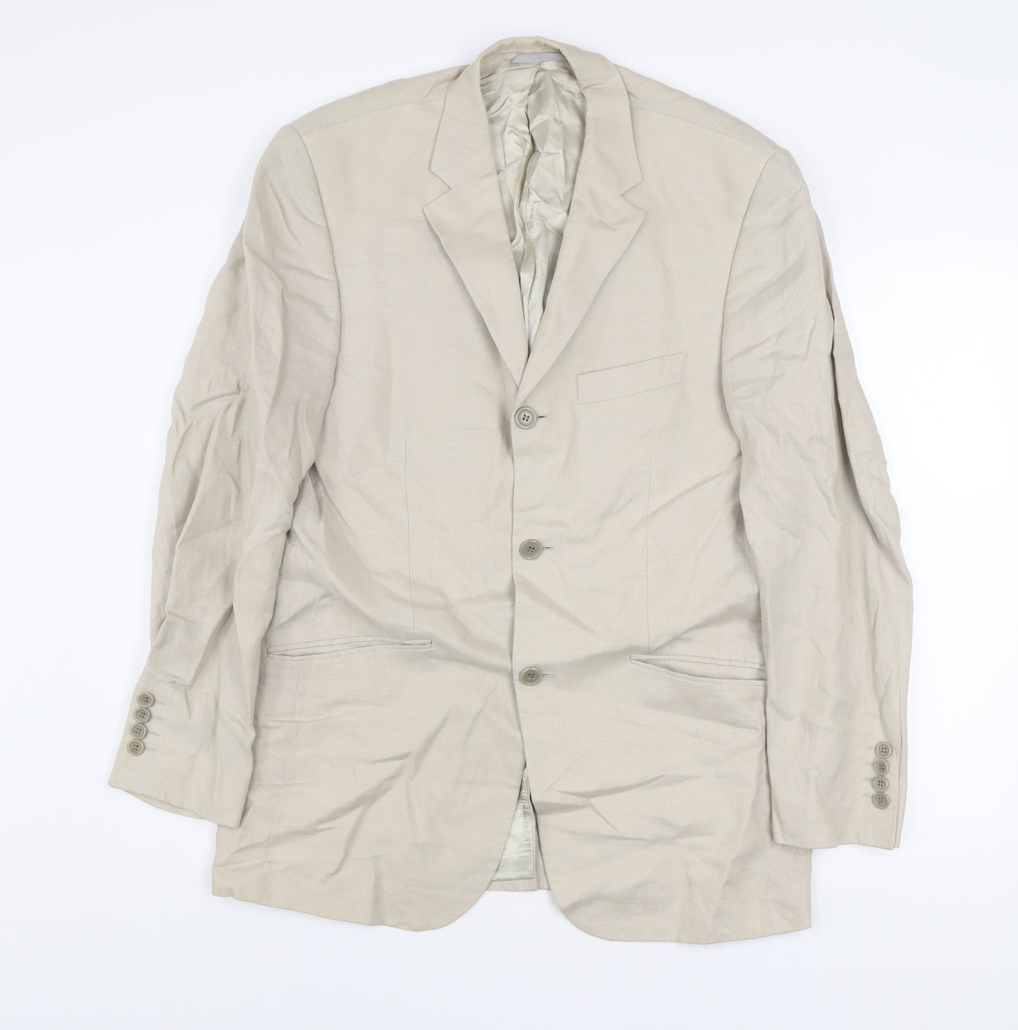 Linea Men's Beige Linen Blazer 38R Regular Fit Classic Jacket