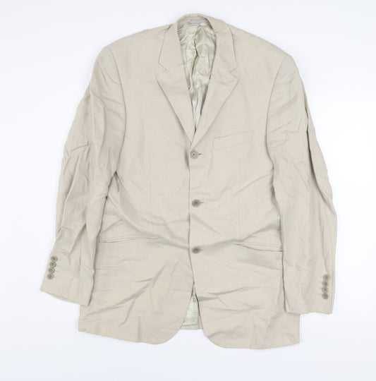 Linea Men's Beige Linen Blazer 38R Regular Fit Classic Jacket