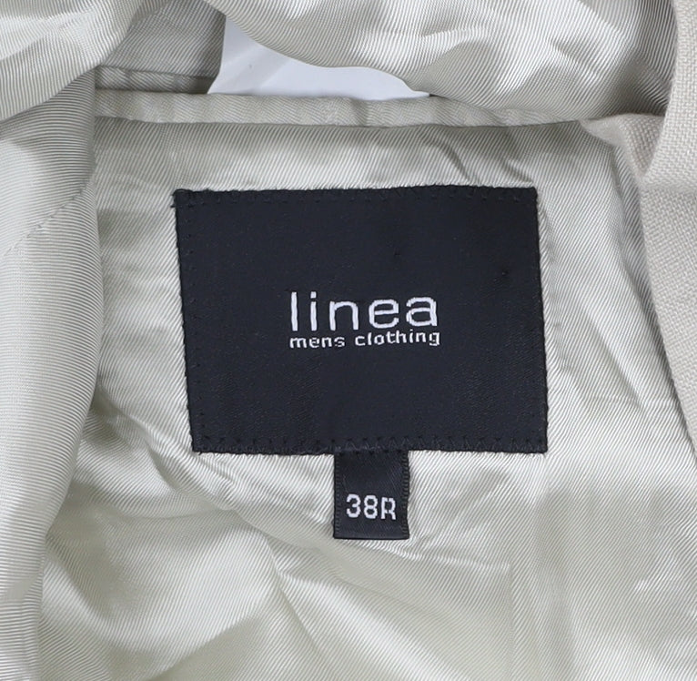 Linea Men's Beige Linen Blazer 38R Regular Fit Classic Jacket