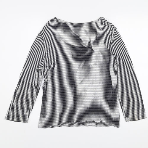 CC Women’s Black White Striped Scoop Neck 3/4 Sleeve Jersey Top M