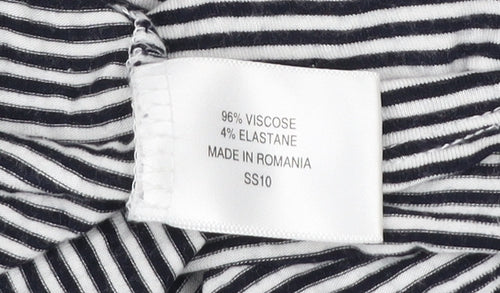 CC Women’s Black White Striped Scoop Neck 3/4 Sleeve Jersey Top M