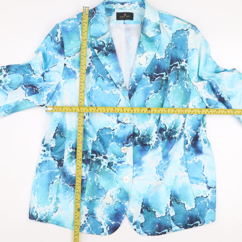 Eugen Klein Women's Blue Abstract Blazer Size 18 Cotton Blend