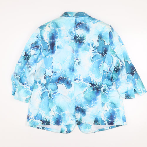 Eugen Klein Women's Blue Abstract Blazer Size 18 Cotton Blend