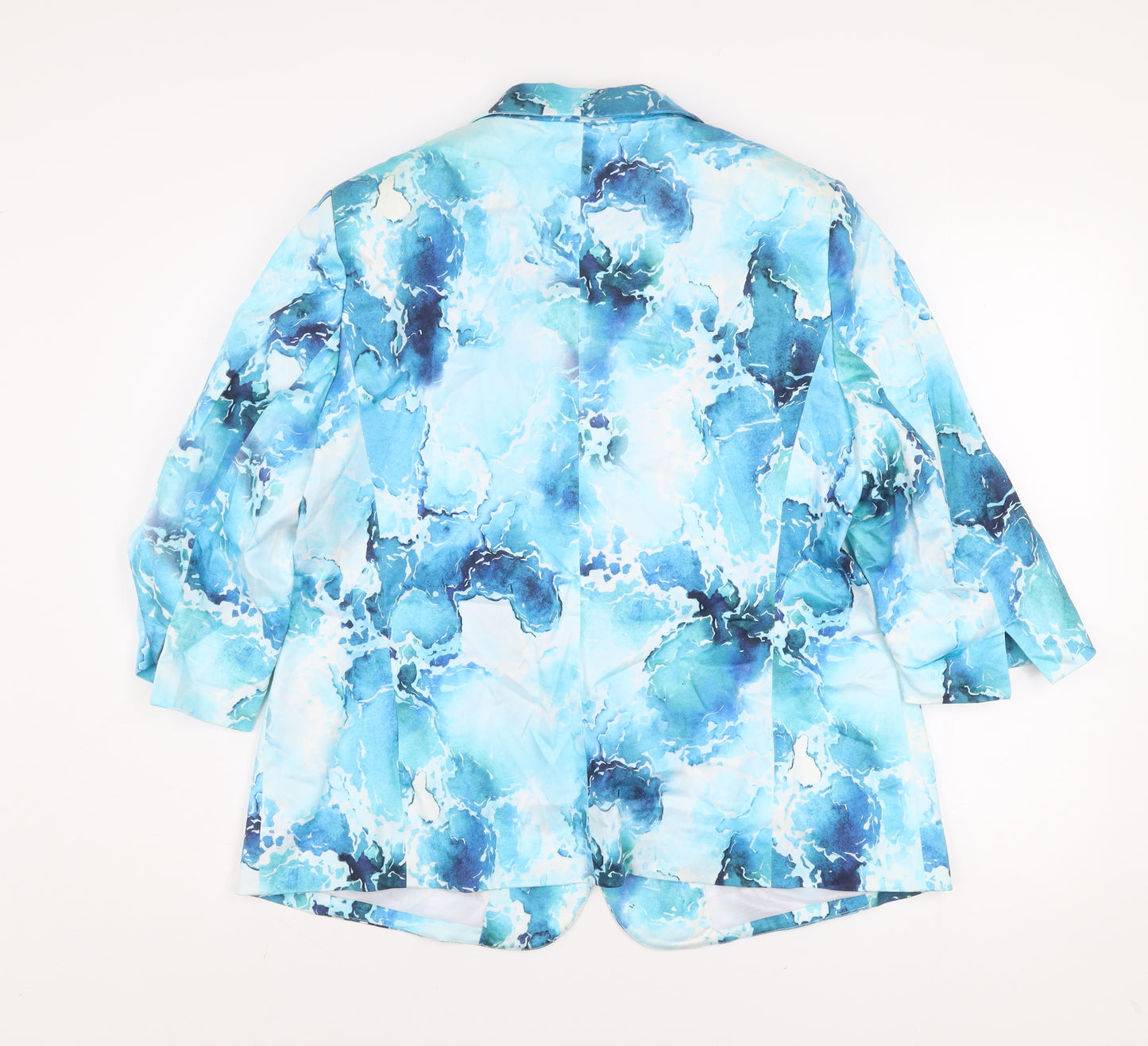 Eugen Klein Women's Blue Abstract Blazer Size 18 Cotton Blend