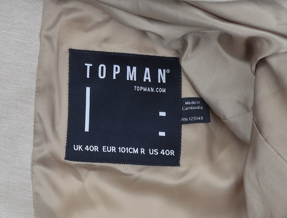 Topman Men’s Beige Slim Fit Jersey Blazer Jacket 40R