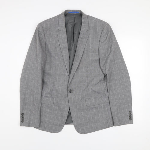 River Island Men's Grey Checked Slim Fit Blazer 40R