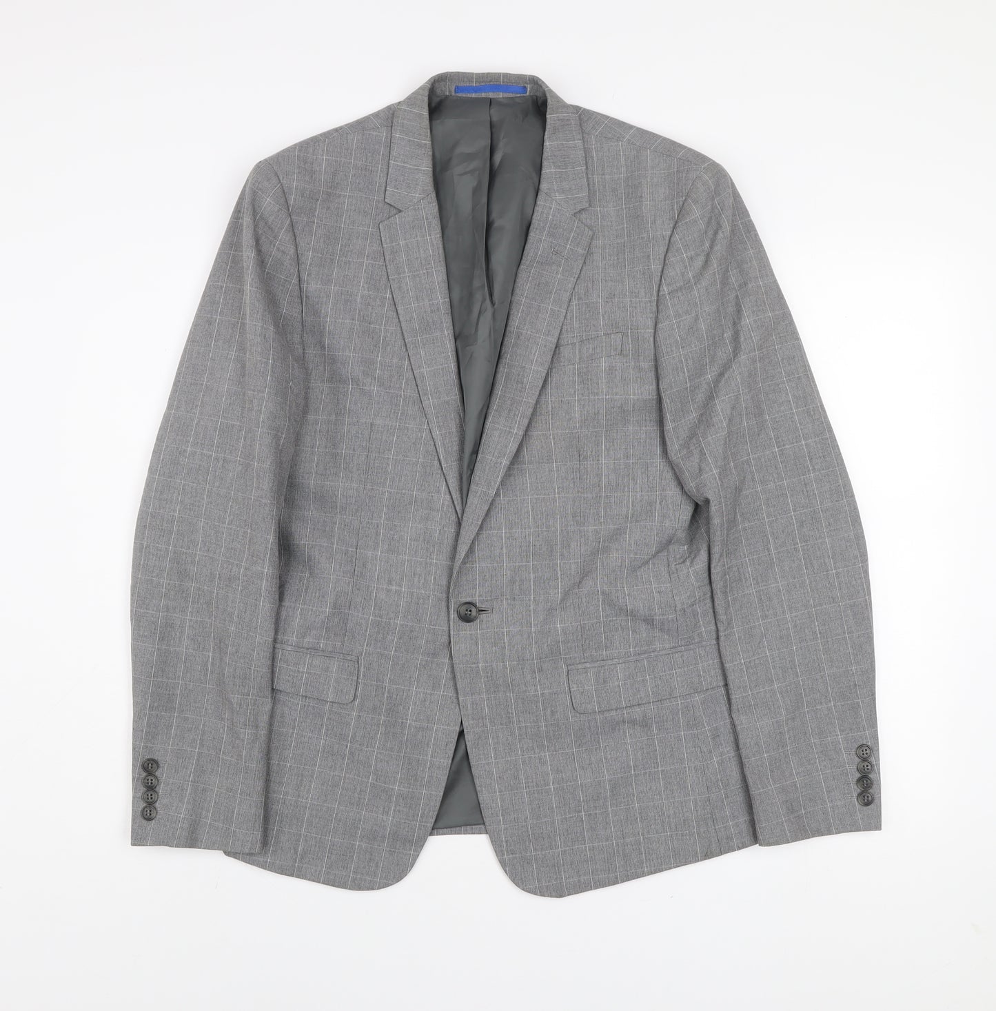 River Island Men's Grey Checked Slim Fit Blazer 40R