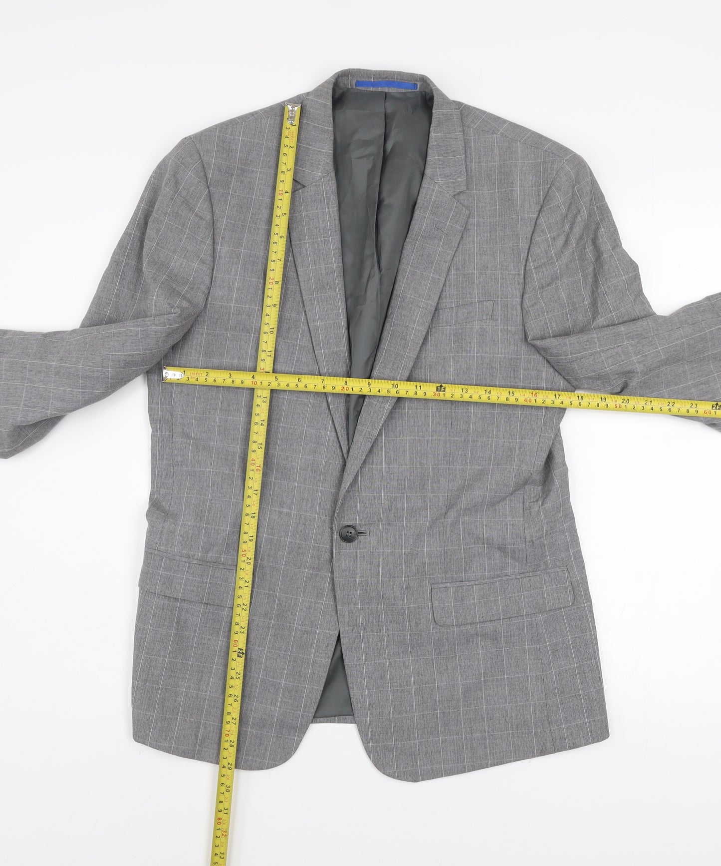 River Island Men's Grey Checked Slim Fit Blazer 40R
