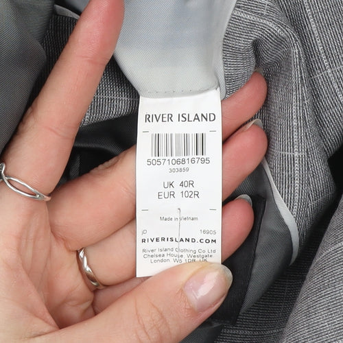 River Island Men's Grey Checked Slim Fit Blazer 40R
