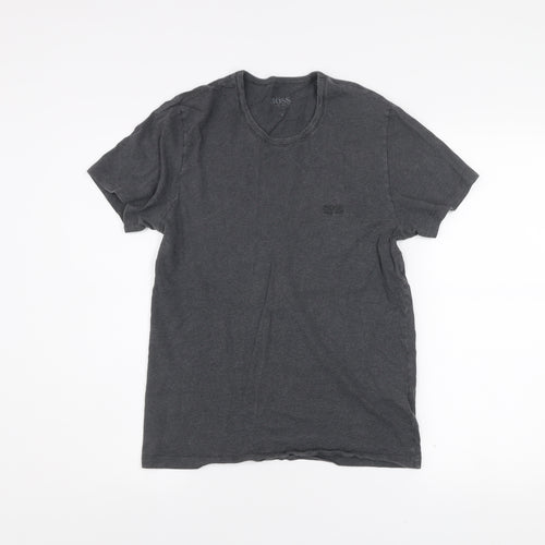 Hugo Boss Men's Grey Cotton Crew Neck Short Sleeve T-Shirt Size S