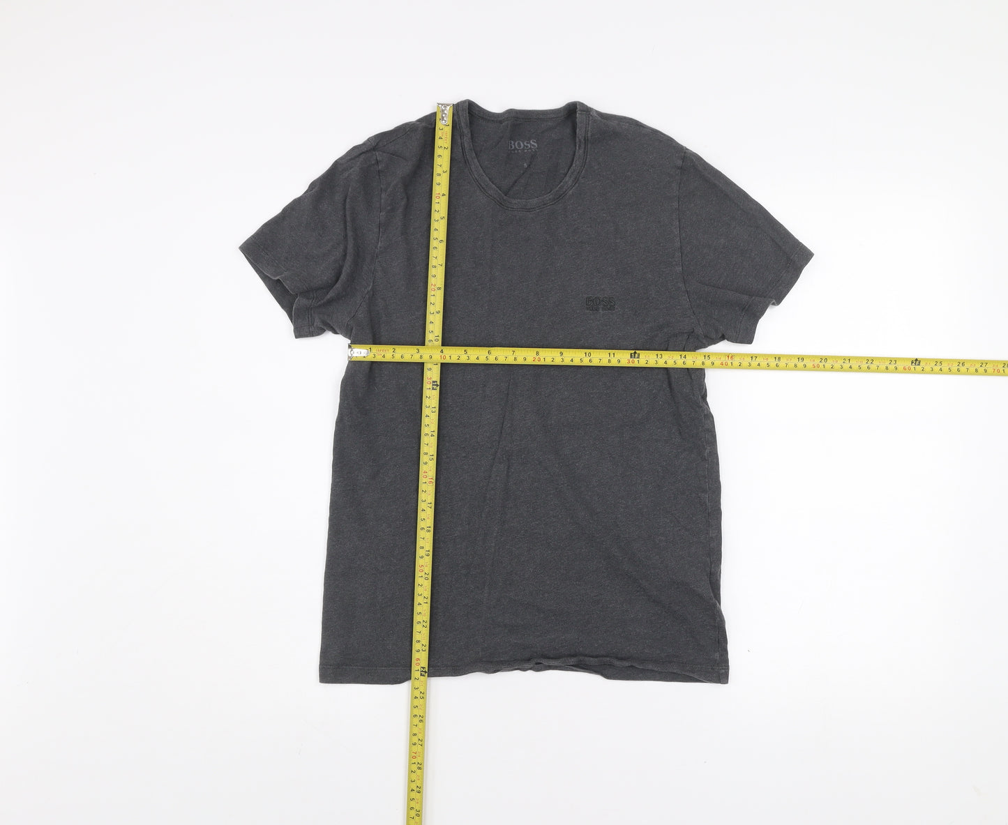Hugo Boss Men's Grey Cotton Crew Neck Short Sleeve T-Shirt Size S
