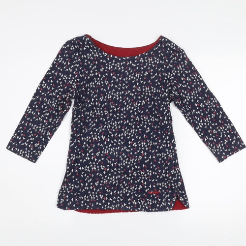 Weird Fish Women’s Blue Bird Print Cotton 3/4 Sleeve T-Shirt Size 8