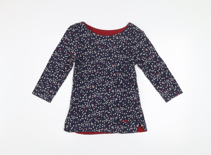 Weird Fish Women’s Blue Bird Print Cotton 3/4 Sleeve T-Shirt Size 8