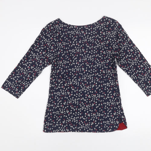 Weird Fish Women’s Blue Bird Print Cotton 3/4 Sleeve T-Shirt Size 8