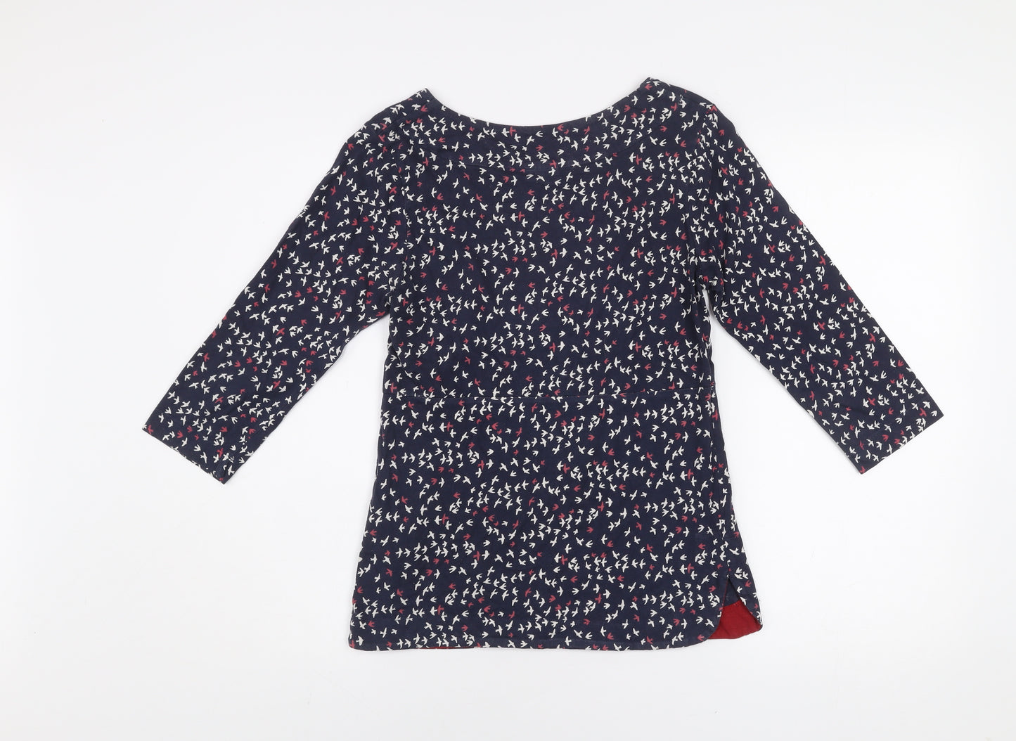 Weird Fish Women’s Blue Bird Print Cotton 3/4 Sleeve T-Shirt Size 8