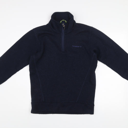 Brasher Mens Blue Fleece 1/4 Zip Pullover Sweatshirt S
