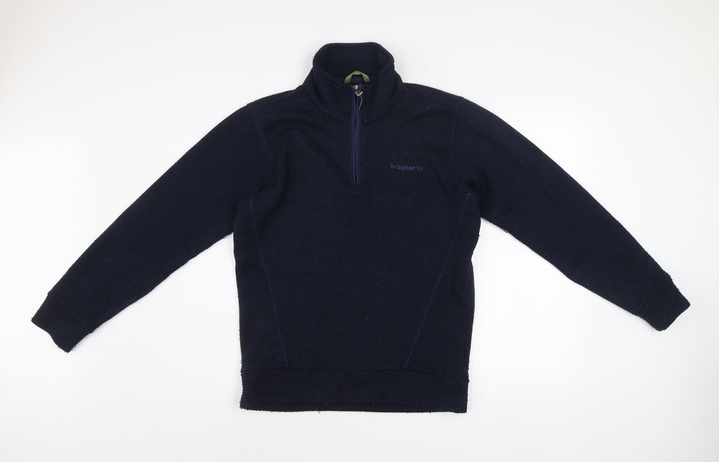 Brasher Mens Blue Fleece 1/4 Zip Pullover Sweatshirt S