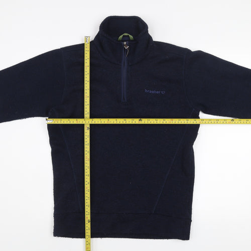 Brasher Mens Blue Fleece 1/4 Zip Pullover Sweatshirt S
