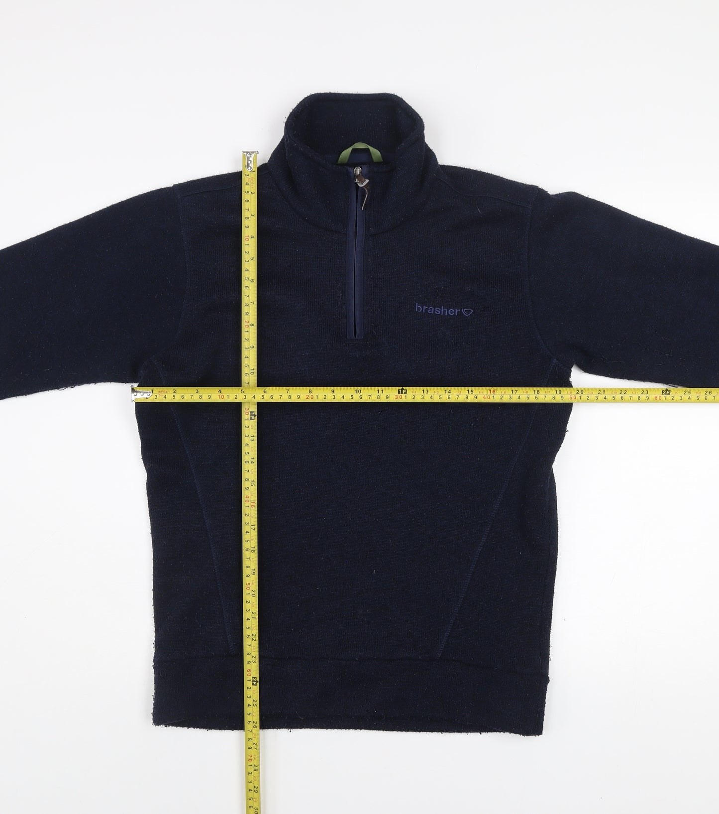 Brasher Mens Blue Fleece 1/4 Zip Pullover Sweatshirt S