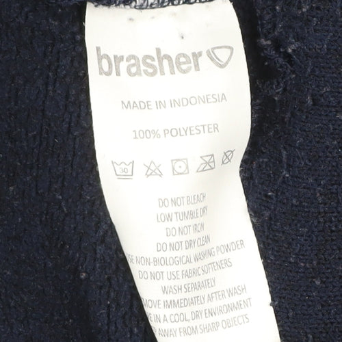 Brasher Mens Blue Fleece 1/4 Zip Pullover Sweatshirt S