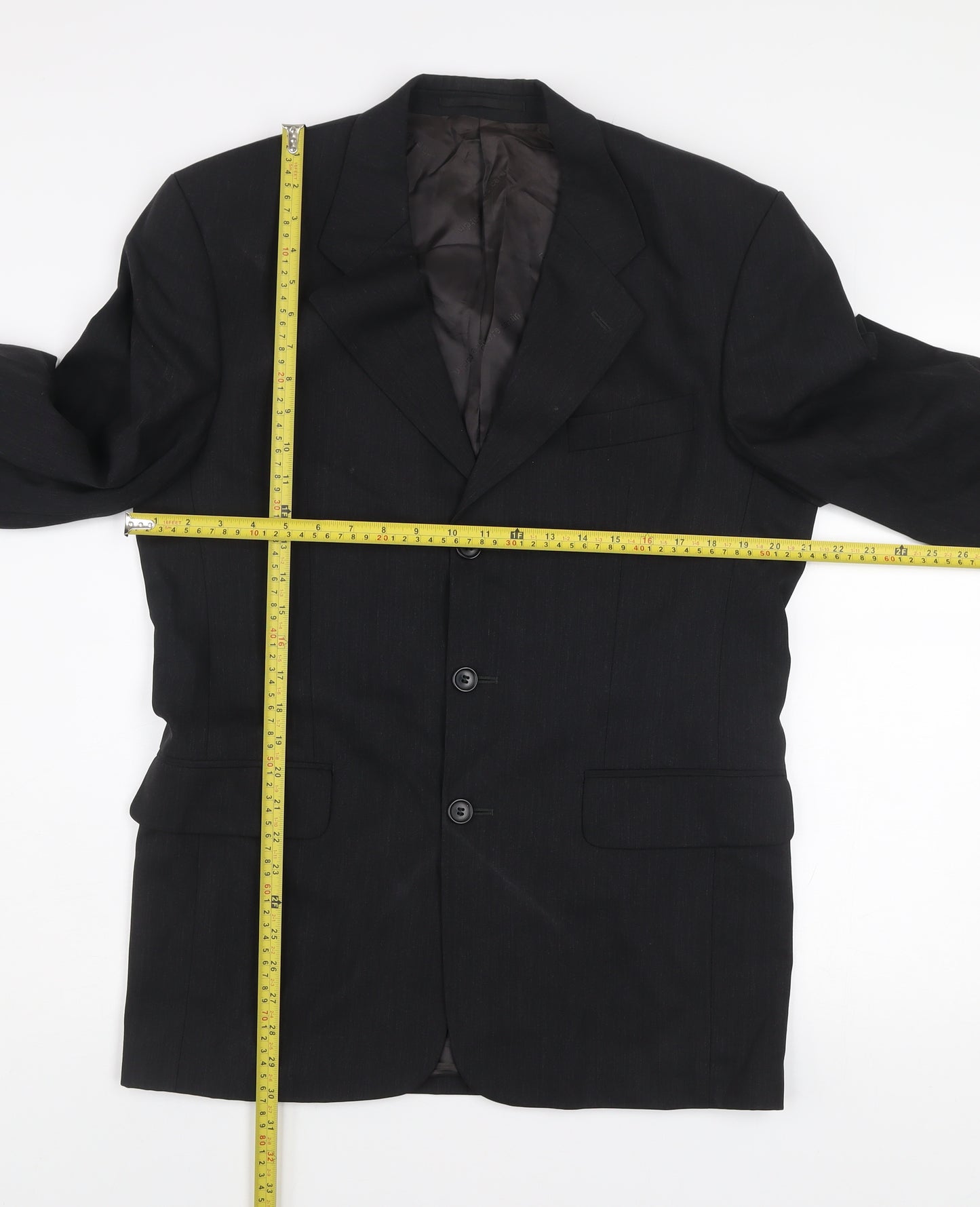 Pierre Cardin Men's Black 38R Classic Wool Suit Jacket