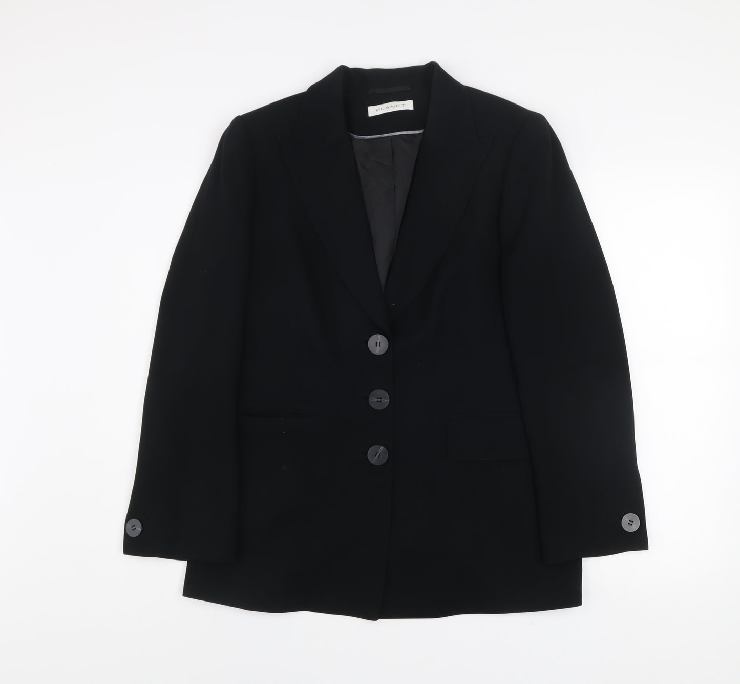Planet Women’s Black Long Blazer Jacket Size M Classic Workwear