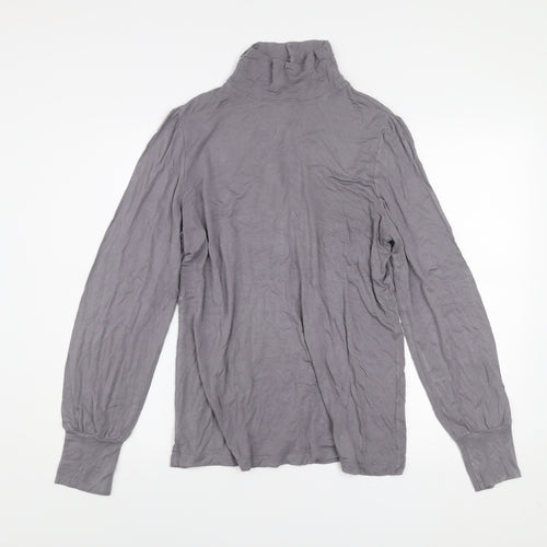 Oasis Women’s Grey Roll Neck Long Sleeve Jersey Top Size 16