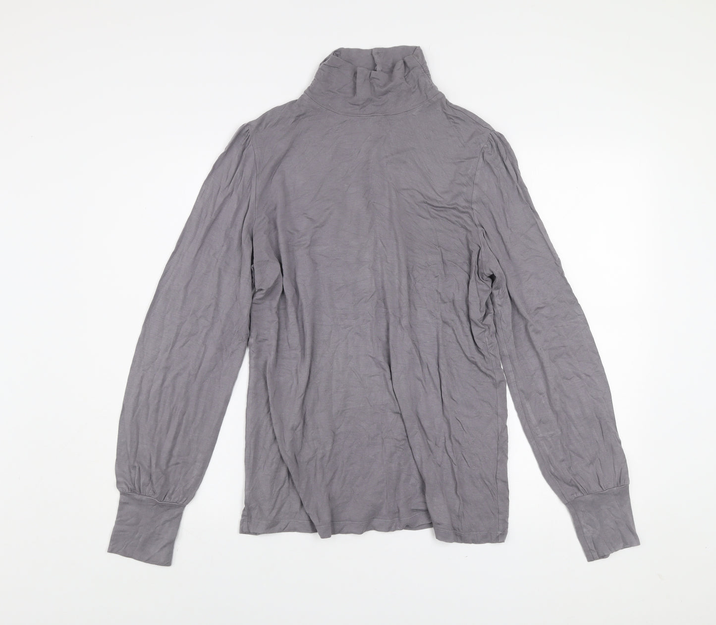 Oasis Women’s Grey Roll Neck Long Sleeve Jersey Top Size 16