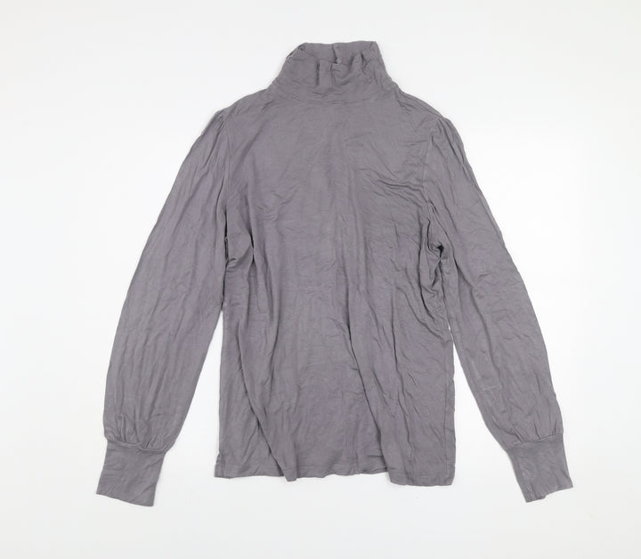 Oasis Women’s Grey Roll Neck Long Sleeve Jersey Top Size 16
