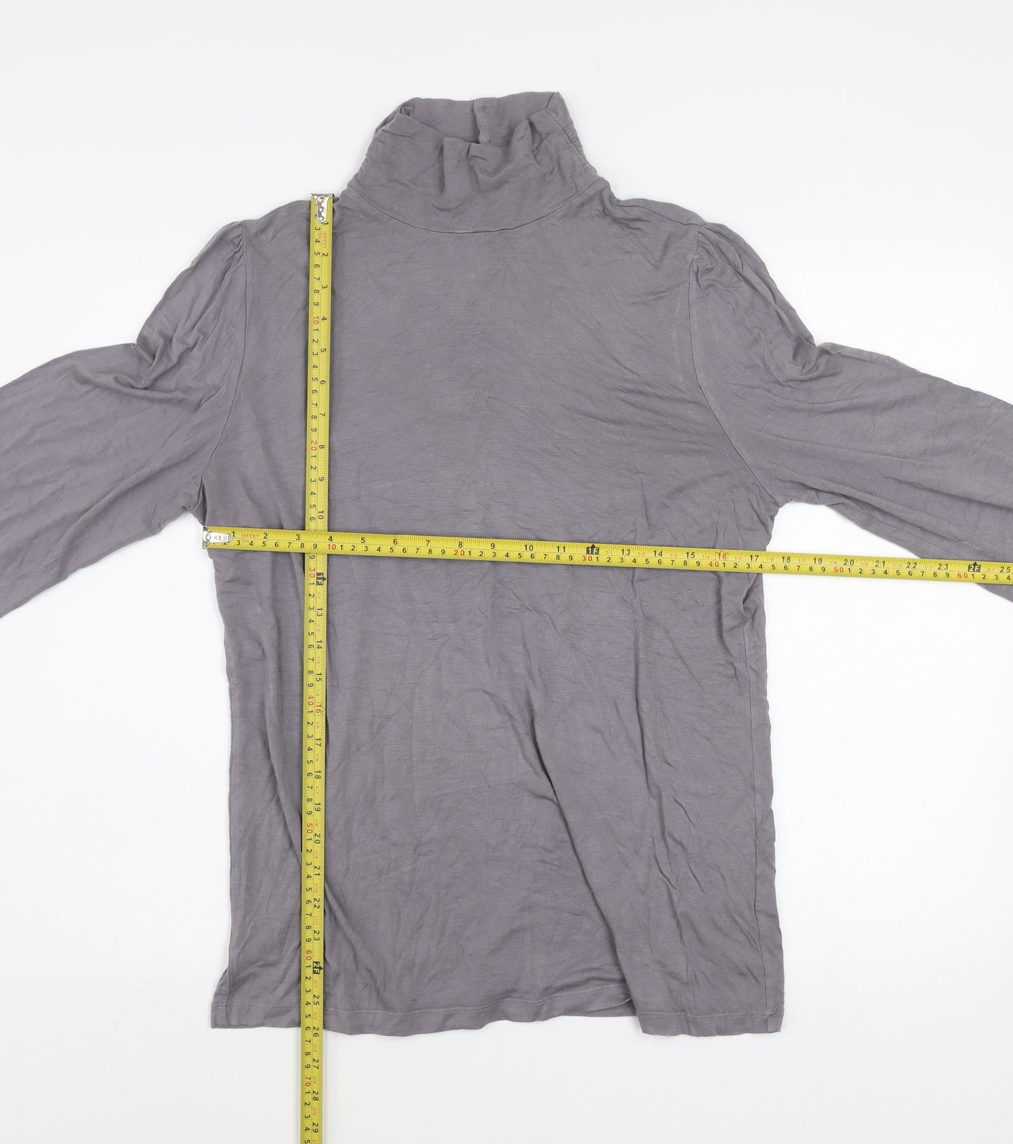 Oasis Women’s Grey Roll Neck Long Sleeve Jersey Top Size 16