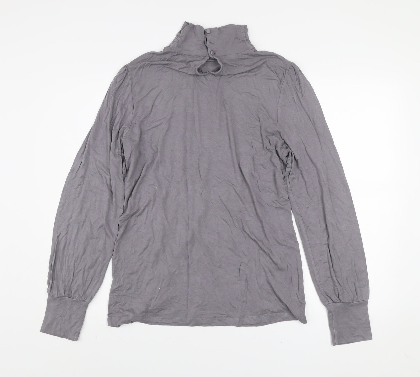 Oasis Women’s Grey Roll Neck Long Sleeve Jersey Top Size 16