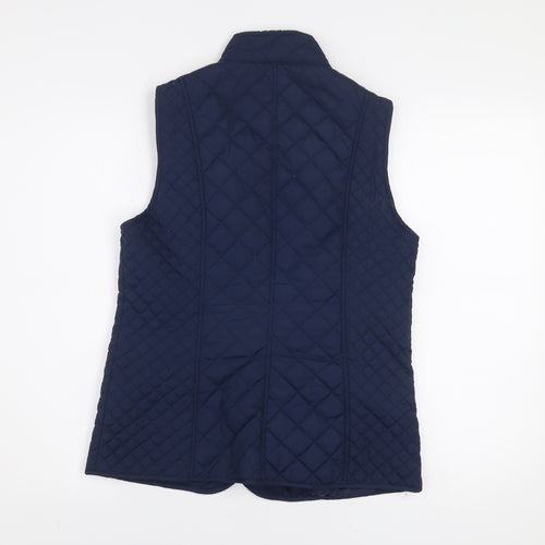 BHS Women Blue Quilted Sleeveless Mid-Length Waistcoat Size 10