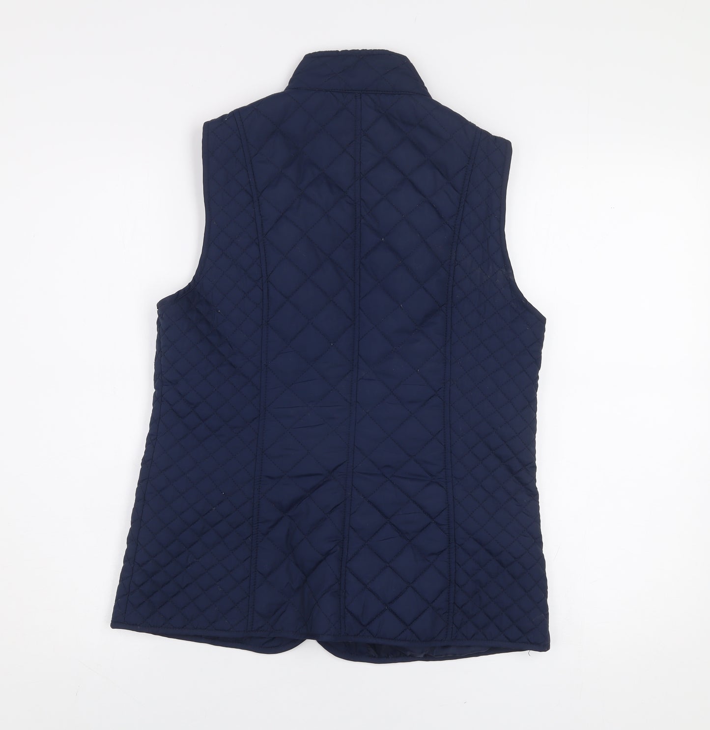 BHS Women Blue Quilted Sleeveless Mid-Length Waistcoat Size 10