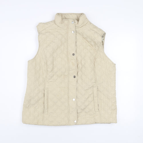 Honor Millburn Womens Beige Quilted Waistcoat Lined Padded L