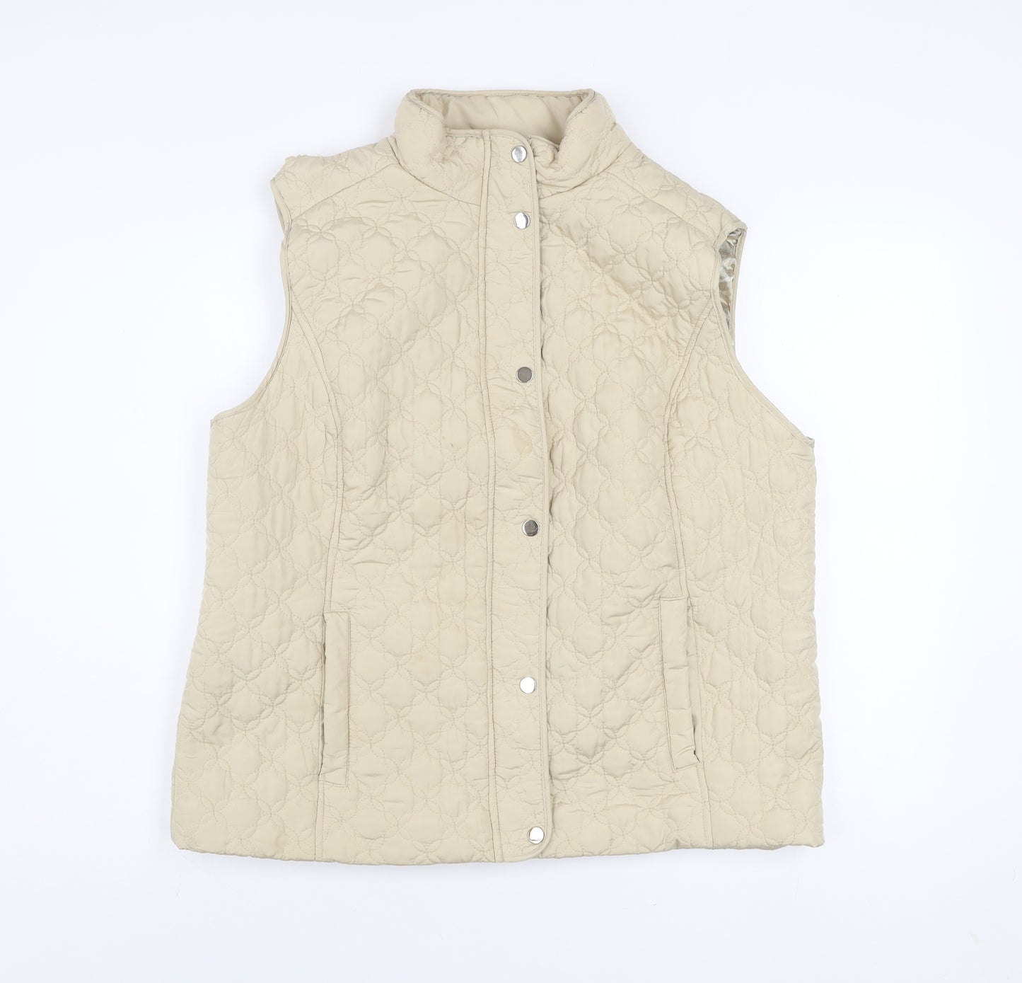 Honor Millburn Womens Beige Quilted Waistcoat Lined Padded L