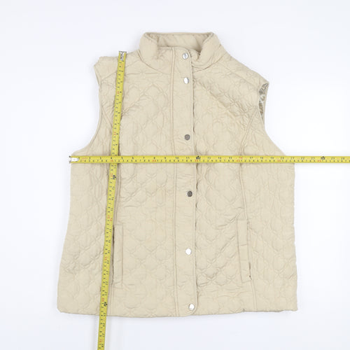 Honor Millburn Womens Beige Quilted Waistcoat Lined Padded L