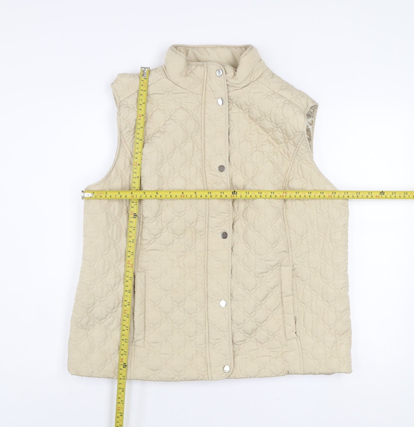 Honor Millburn Womens Beige Quilted Waistcoat Lined Padded L