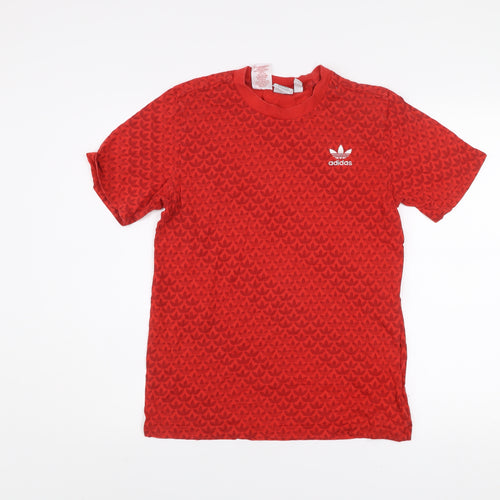 adidas Boys Red Logo T-Shirt 13-14 Years Short Sleeve Cotton Sports Top