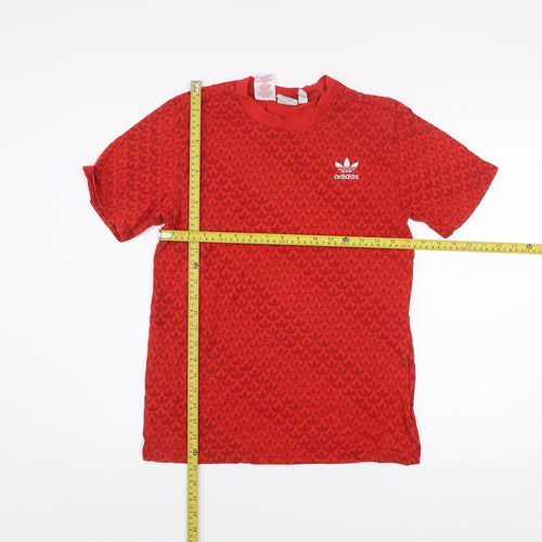adidas Boys Red Logo T-Shirt 13-14 Years Short Sleeve Cotton Sports Top