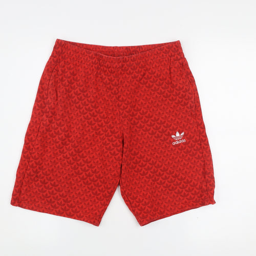 Adidas Boys Red Athletic Jersey Shorts 15-16 Years Casual Sportswear