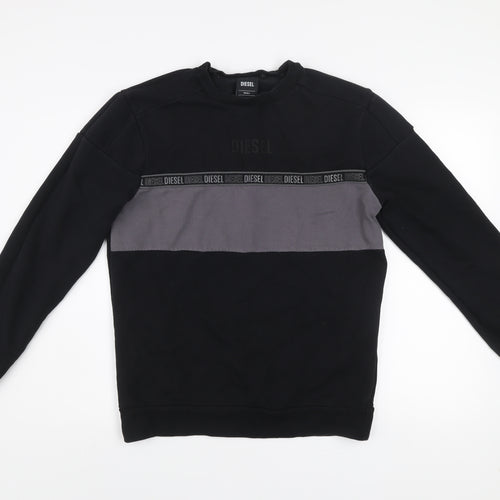 Diesel Men's Black Small Pullover Sweatshirt Logo Crew Neck