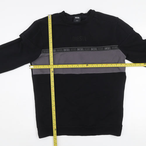 Diesel Men's Black Small Pullover Sweatshirt Logo Crew Neck