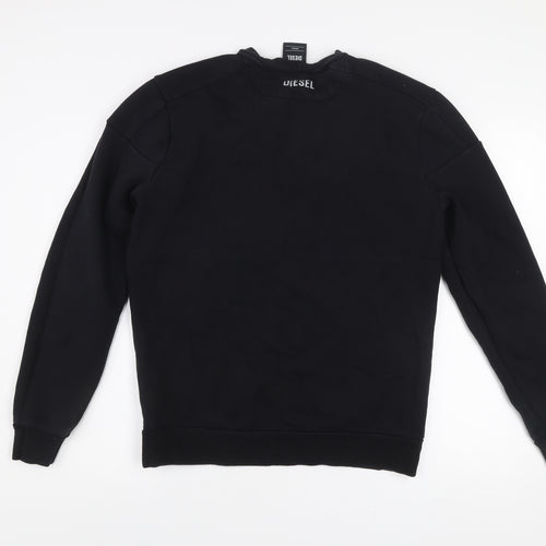 Diesel Men's Black Small Pullover Sweatshirt Logo Crew Neck