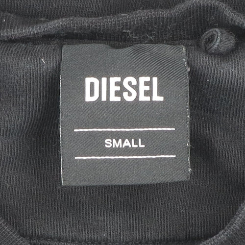 Diesel Men's Black Small Pullover Sweatshirt Logo Crew Neck